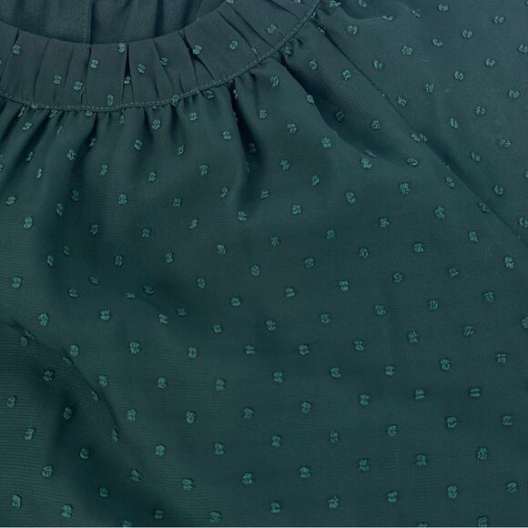 UNIVERSAL STANDARD Green Swiss Dot Short Sleeve Blouse Top Sz S - Picture 6 of 9